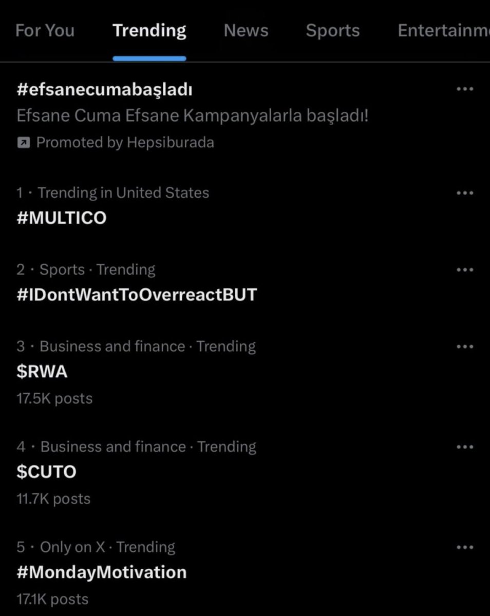 USA 🇺🇸

x.com/i/trends

#MULTICO #1 Trending on X