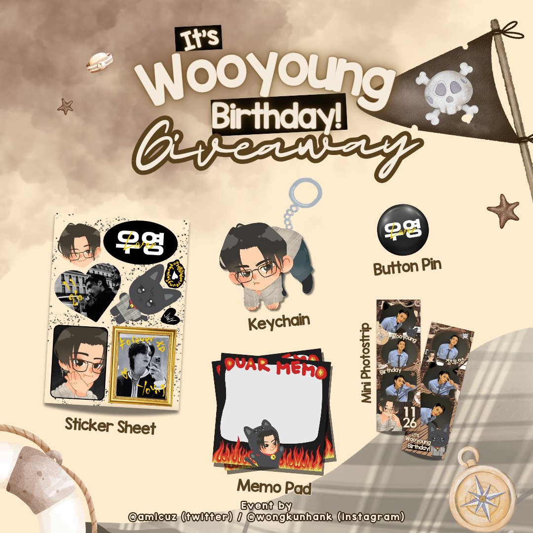 Wooyoung Birthday Give Away

Prize : 4 Wooyoung Bday Kit for each winner

Rules :
- Drop the tags and your wishes to woo
- RT this post and the quoted post below.

Tags :
#우영이의_탄생으로_눈부신_오늘
#ShiningWooyoungDay

Good luck <3