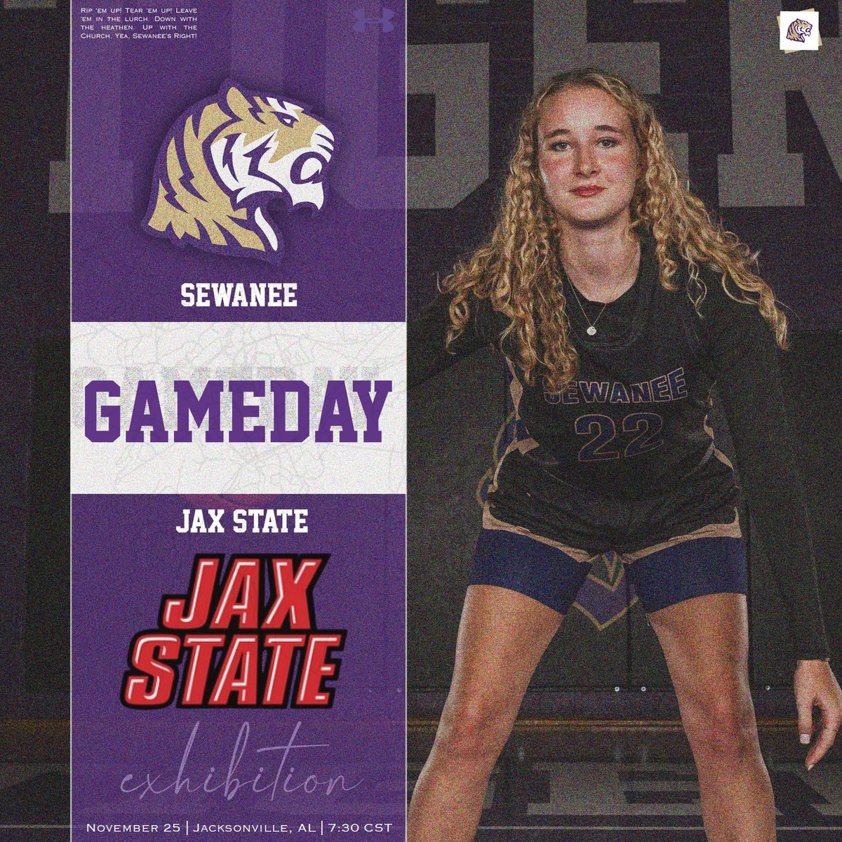 SewaneeWBB's tweet photo. 𝑮𝒂𝒎𝒆 𝑫𝒂𝒚! 

🆚: Jax State
📍: Jacksonville, AL
⌚️: 7:30 CST
📺: ESPN+ https://t.co/kxj3NtekrM