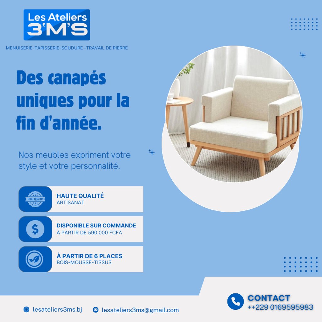 defanes's tweet image. ✨ Transformez votre intérieur avec !
Des canapés modulables, modernes et adaptés à votre style de vie.

💳 Paiements flexibles jusqu’au 31 décembre 2024.
📞 Contactez-nous au 695 95 98 3.

#DesignModerne #Confort #OffreSpéciale