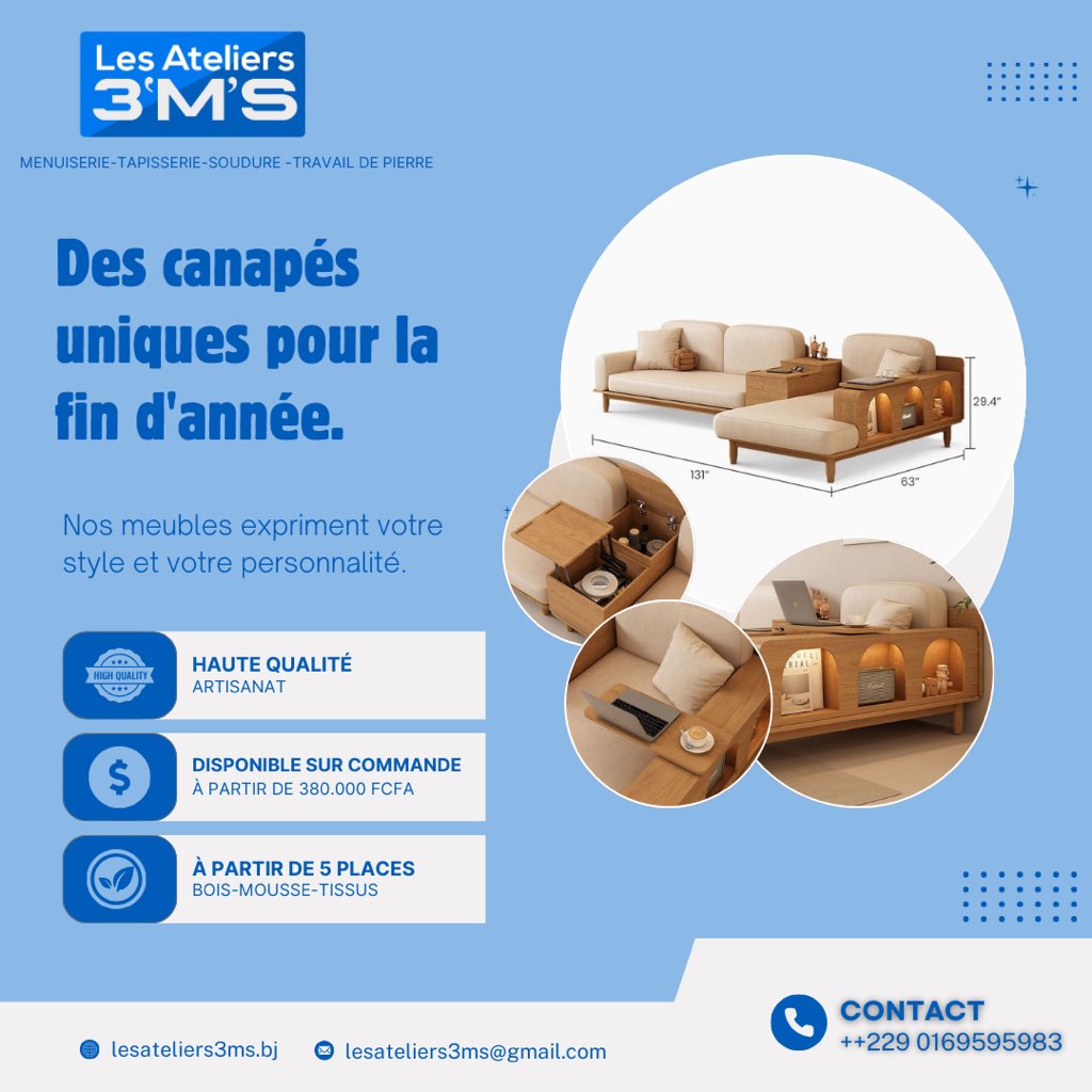 defanes's tweet image. ✨ Transformez votre intérieur avec !
Des canapés modulables, modernes et adaptés à votre style de vie.

💳 Paiements flexibles jusqu’au 31 décembre 2024.
📞 Contactez-nous au 695 95 98 3.

#DesignModerne #Confort #OffreSpéciale