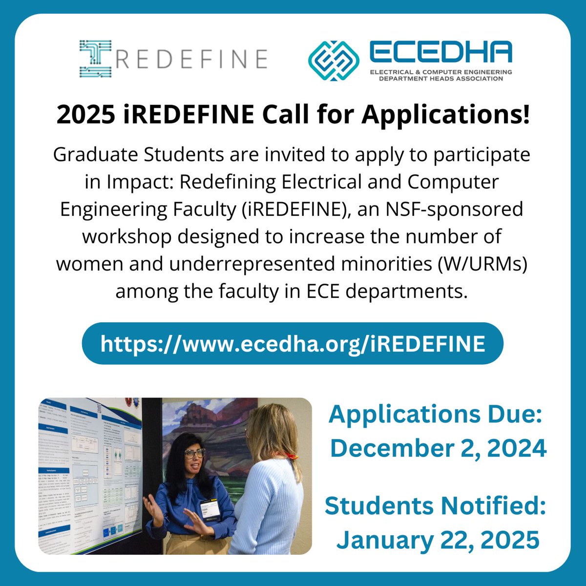 One week left for student applications for the 2025 iREDEFINE Workshop! Visit ecedha.org/.../2025-ECEDH… for more information. Please share with students and faculty who may be interested!
Applications are due December 2, 2024. Students will be notified on January 22, 2025.