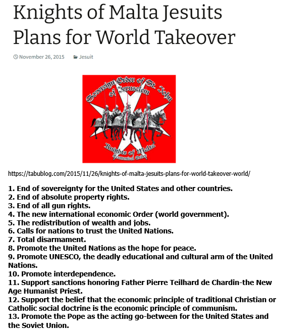 KarenUlrich_DID's tweet photo. #Jesuits are #Jews are #Muslims are #Christians #Gnostics under the umbrella of #KnightsofMalta the mysterious ultra secret "Christian" group of #militarizedreligiouscult members. 

Knights of Malta - EVERYTHING EVERYWHERE! They have their OWN courts and are immune to every countries laws.
https://t.co/Fg7prMsuG2

They are ALL #Kabbalah - that is the #religion of the world if people would wake up, do some research and read through their #falsebeliefsystem. 

#Kabbalah is “mysticism” or “occult knowledge" is a part of ✡️Jewish tradition that deals with the essence of God. Kabbalists believe that God moves in mysterious ways and understanding of that inner, mysterious process is obtainable, and through that knowledge, the greatest intimacy with God can be attained.

They use #FEAR to get people to #enslave their minds to #church and to go weekly to hand "god" their money and children and to maintain #mindcontrolprogramming. 

#KnightsofMalta look like Jim Bob and Michelle Duggar but they are #CIA thug #soulharvesters. They live among you and are ORDER OF NINE ANGLES terrorists who run #Gangstalking and #targeting the innocent. https://t.co/z7hMpCKfjN

Knights of Malta are #pastors #missionaries #ministryleaders (men and women), women are called to PREY UPON WOMEN AND CHILDREN ON PURPOSE AND DESTROY FAMILIES using #Jesuit #RomansRoad #prEyer to recruit #HURTING #HUNGRY #HOMELESS INTO THE #EvangelicalChurch to destroy them. 

THEY are the #Lions (look at their symbolism) who seek to devour #SOULS FROM INSIDE RELIGION! Why does any god need #military to protect their god? Because their "god" are #shapeshifting #reptile #predators seeking #souls. 

KNIGHTS OF MALTA ARE THE 4 HORSEMEN

They are all the same, under a different name to cause division and to funnel money from different factions #brainwashed in their location in the world targeted with the same story that their "god" is the god. 

IT IS ALL A SCAM! The day that the Muslim joins forces with the Christian and leave their #religiousprogramming behind becomes very dangerous for #military #religious #cults 

Knights of Malta Jews
https://t.co/6DK7LhOOlr

Knights of Malta - Jews 
The Order of Malta: From the Caliphs to modern Israel
https://t.co/yWeUP7kGxP

Malta Virtual Jewish History Tour https://t.co/6DK7LhOOlr

https://t.co/Gv4m66eTJg

Knights of Malta Jesuits Plans for World Takeover https://t.co/mSJD4WApGo