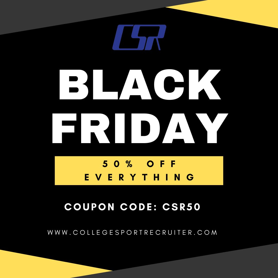 CSR__CSR's tweet image. Enjoy 50% off a new CSR Player Profile this Black Friday! For one day only on November 29th, use Coupon Code: CSR50 at checkout using the link below.

…yer-profile.collegesportrecruiter.com/plans/membersh…