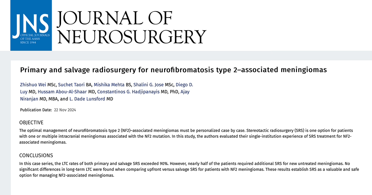 Pitt Center for Image-Guided Neurosurgery (@pittcigns) on Twitter photo Stereotactic radiosurgery is valuable and safe option for managing NF2-associated meningiomas. thejns.org/view/journals/⦠<a href="/hadjiMDPhD/">Costas Hadjipanayis</a> <a href="/haboualshaar/">Hussam Abou-Al-Shaar</a> <a href="/SuchetTaori/">Suchet Taori</a> <a href="/UPMCPhysicianEd/">UPMC Physician Resources</a> <a href="/IntRRF/">Intl Radiosurgery Research Foundation</a> <a href="/Elekta/">Elekta</a> Stereotactic radiosurgery is valuable and safe option for managing NF2-associated meningiomas. thejns.org/view/journals/⦠<a href="/hadjiMDPhD/">Costas Hadjipanayis</a> <a href="/haboualshaar/">Hussam Abou-Al-Shaar</a> <a href="/SuchetTaori/">Suchet Taori</a> <a href="/UPMCPhysicianEd/">UPMC Physician Resources</a> <a href="/IntRRF/">Intl Radiosurgery Research Foundation</a> <a href="/Elekta/">Elekta</a>