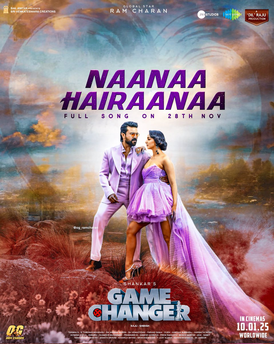 og_ramcharan's tweet photo. For the First time ever in Indian Cinema a song shot on Infrared Cinematography, Transporting you to a Completely Dreamy land ! ❤️‍🔥

#NaaNaaHyraanaa - A Melody You've experienced never before.

#GameChanger3rdSingle 
#GamechangerOnJAN10 🚁
#GameChanger #GlobalStarRamCharan https://t.co/BPQ7WrWFgY