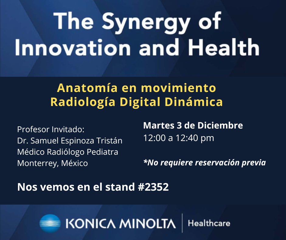 KonicaMinoltaLA's tweet photo. ¡Falta muy poco para el #RSNA24! Guarda esta publicación para que tengas a la mano la agenda de actividades qué tenemos preparadas: conferencias académicas, demostraciones en vivo, happy hour y mucho más. ¡Nos vemos en el stand n.2352! https://t.co/DaALPSQtcs