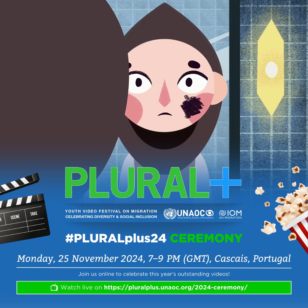 IOM_USA's tweet photo. 📣Happening today! 
🎬 The #PLURALplus24 ceremony honors short #films by talented young filmmakers from around the 🌎.

Join us live online to celebrate outstanding youth productions 🗓️ Monday, 25 Nov, 2-4 p.m EST
https://t.co/pqIc6A3Slc
with @UNAOC &amp; @IOMatUN https://t.co/tDVI06nULJ