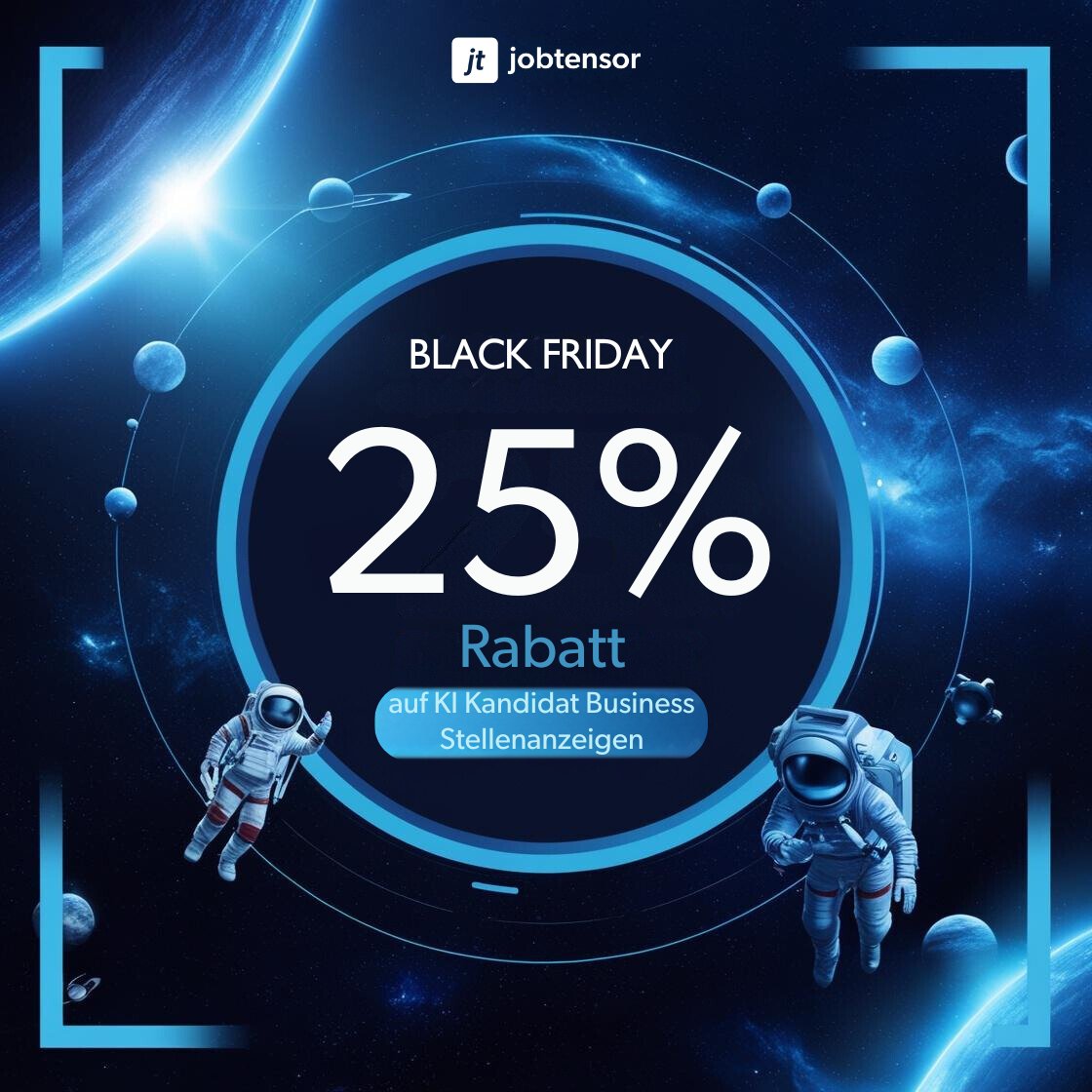 Warum 2025 nicht jetzt schon beginnen?

25% Rabatt auf unsere KI Business Stellenanzeigen.

Schreibe uns mit dem Betreff "Jobtensor25" und wir schalten deine Stellenanzeige mit 25% auf unseren Listenpreis!

Der Rabatt gilt ab heute bis zum 8.12.24!

#blackfriday #jobtensor