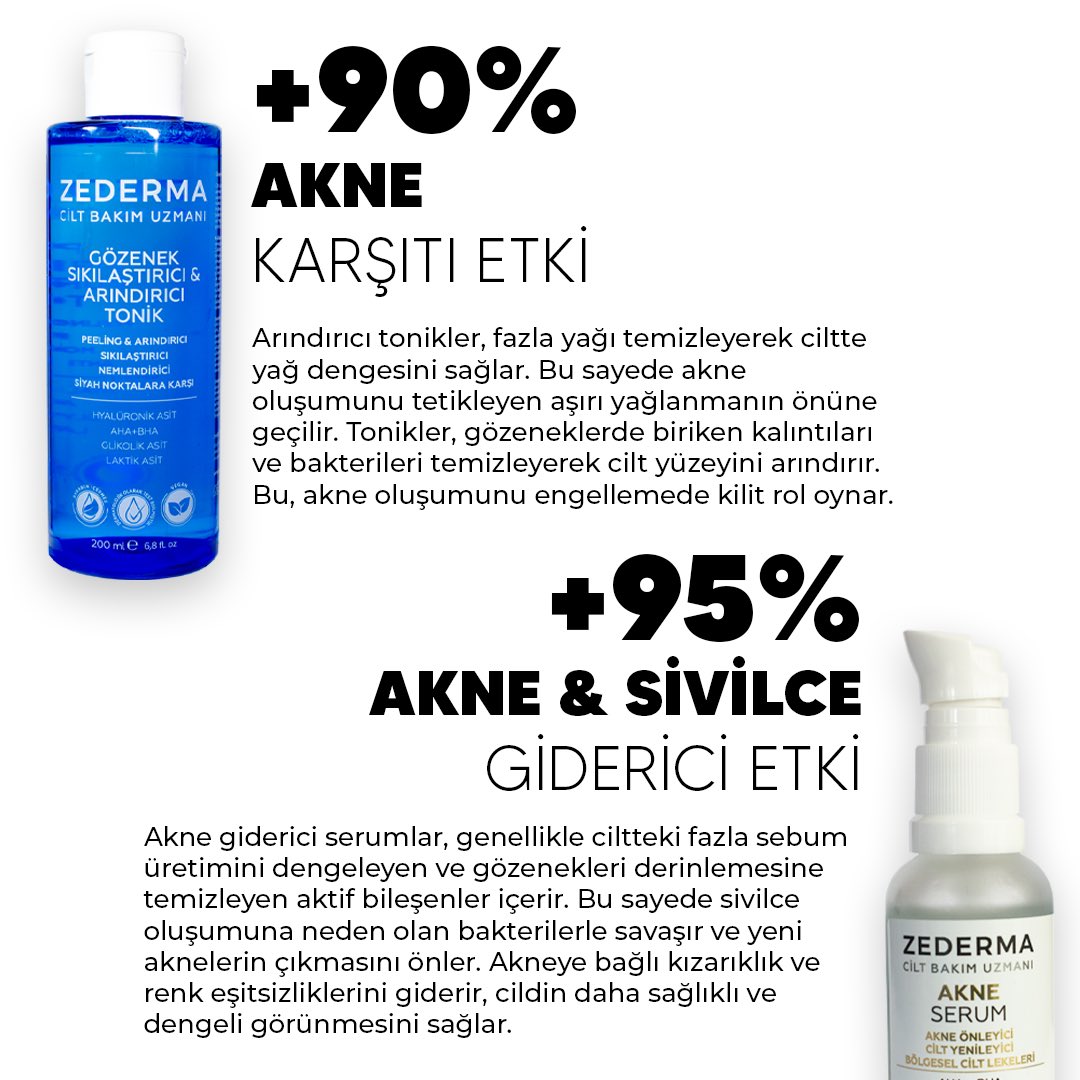 ✨ Akneye Karşı Etkili Cilt Rutini: Serum &amp; Tonik Gücü! ✨

Cildinizdeki akne ve gözenek problemlerine çözüm mü arıyorsunuz? 💆‍♀️
🌿 Gözenek Sıkılaştırıcı ve Arındırıcı Tonik ile cildiniz derinlemesine temizler, fazla yağı dengeler ve gözeneklerinizi sıkılaştırır.
💧 Akne Giderici