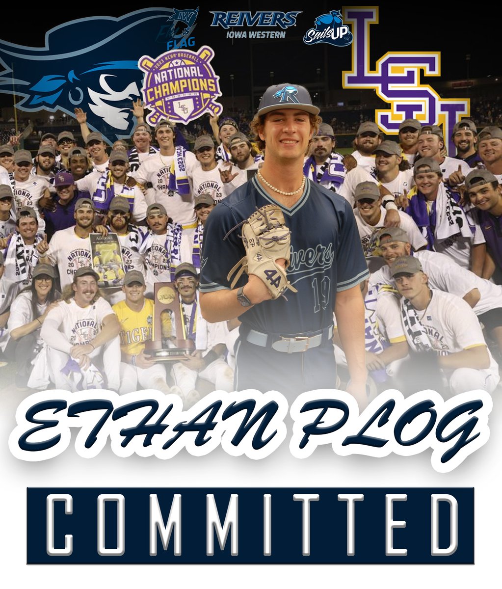 Iowa Western Reivers Baseball (@reiverbaseball) on Twitter photo Congratulations to Ethan Plog (<a href="/eplog7/">Ethan Plog</a>) on his commitment to LSU!!! ๐ฏ
Plog will look to lead the Tigers back to Omaha after they won the NCAA D1 College World Series in 2023. Geaux tigers!!!
#ReiversMovingOn | #SailsUp๐ดโโ ๏ธ | <a href="/GoReivers/">Iowa Western Reivers</a> Congratulations to Ethan Plog (<a href="/eplog7/">Ethan Plog</a>) on his commitment to LSU!!! ๐ฏ
Plog will look to lead the Tigers back to Omaha after they won the NCAA D1 College World Series in 2023. Geaux tigers!!!
#ReiversMovingOn | #SailsUp๐ดโโ ๏ธ | <a href="/GoReivers/">Iowa Western Reivers</a>