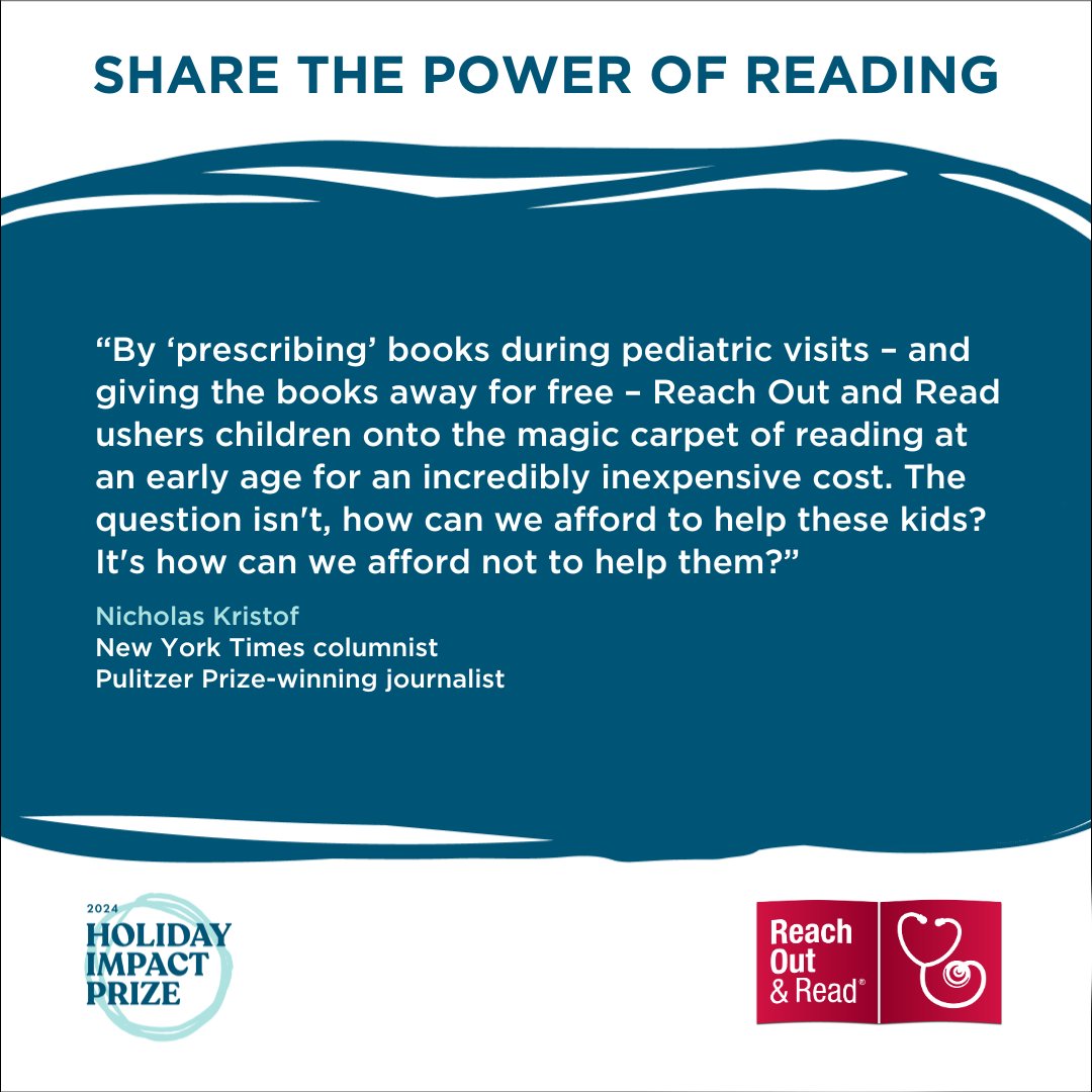 Reach Out and Read (@reachoutandread) on Twitter photo Pulitzer Prize winner @nickkristof recommends us for holiday giving in the <a href="/nytimes/">The New York Times</a>! Join us in bringing the power of reading to families nationwide — our gifts currently matched up to $400K: reachoutandread.org/holidayprize. Pulitzer Prize winner @nickkristof recommends us for holiday giving in the <a href="/nytimes/">The New York Times</a>! Join us in bringing the power of reading to families nationwide — our gifts currently matched up to $400K: reachoutandread.org/holidayprize.