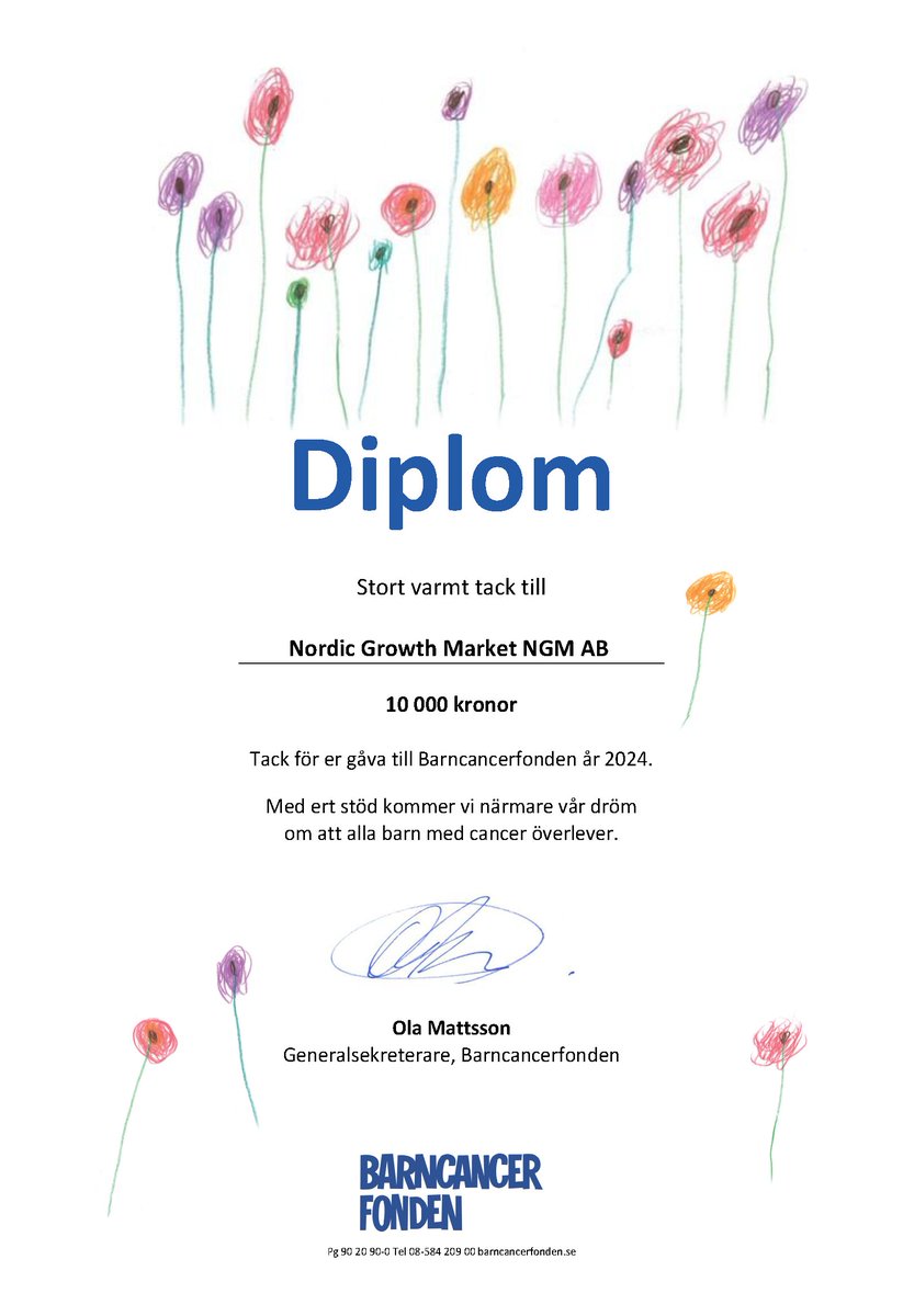 Grattis till <a href="/DrDampen/">DrDamp</a> som har valt att skänka 10 000 kr till <a href="/barncancerfond/">Barncancerfonden</a>
<a href="/Pontus91/">Stocktrader</a> <a href="/snalanningen/">Snålänningen</a> @tradingMasken
<a href="/Aktiediplomaten/">Aktiediplomaten</a> <a href="/Aktieanna1/">Aktieanna 💙🌻</a> <a href="/Djurvaenn/">Djurvaenn</a>
<a href="/Aktiepappa/">Aktiepappa</a> <a href="/aktiealbin/">Albin Kjellberg</a> <a href="/marcuslindblad/">Marcus Lindblad</a>
<a href="/pensionspengar/">Per</a> <a href="/MarcusHernhag/">Marcus Hernhag</a> <a href="/investgent/">InvestGent</a>
<a href="/UAHenke/">Henrik Johansson</a> <a href="/ElinAgorelius/">Sparkjolen</a> <a href="/Borstjuren/">Roumi Johannesson</a>