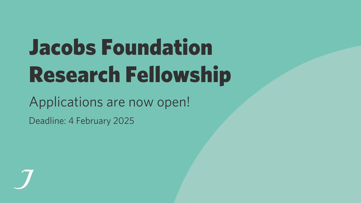 The call for applications for the Jacobs Foundation Research Fellowship is now open! 🎉 

The Program offers #fellowships to early- &amp; mid-career researchers whose work is dedicated to improving the #learning &amp; #development of children worldwide. 

For information on how to apply,