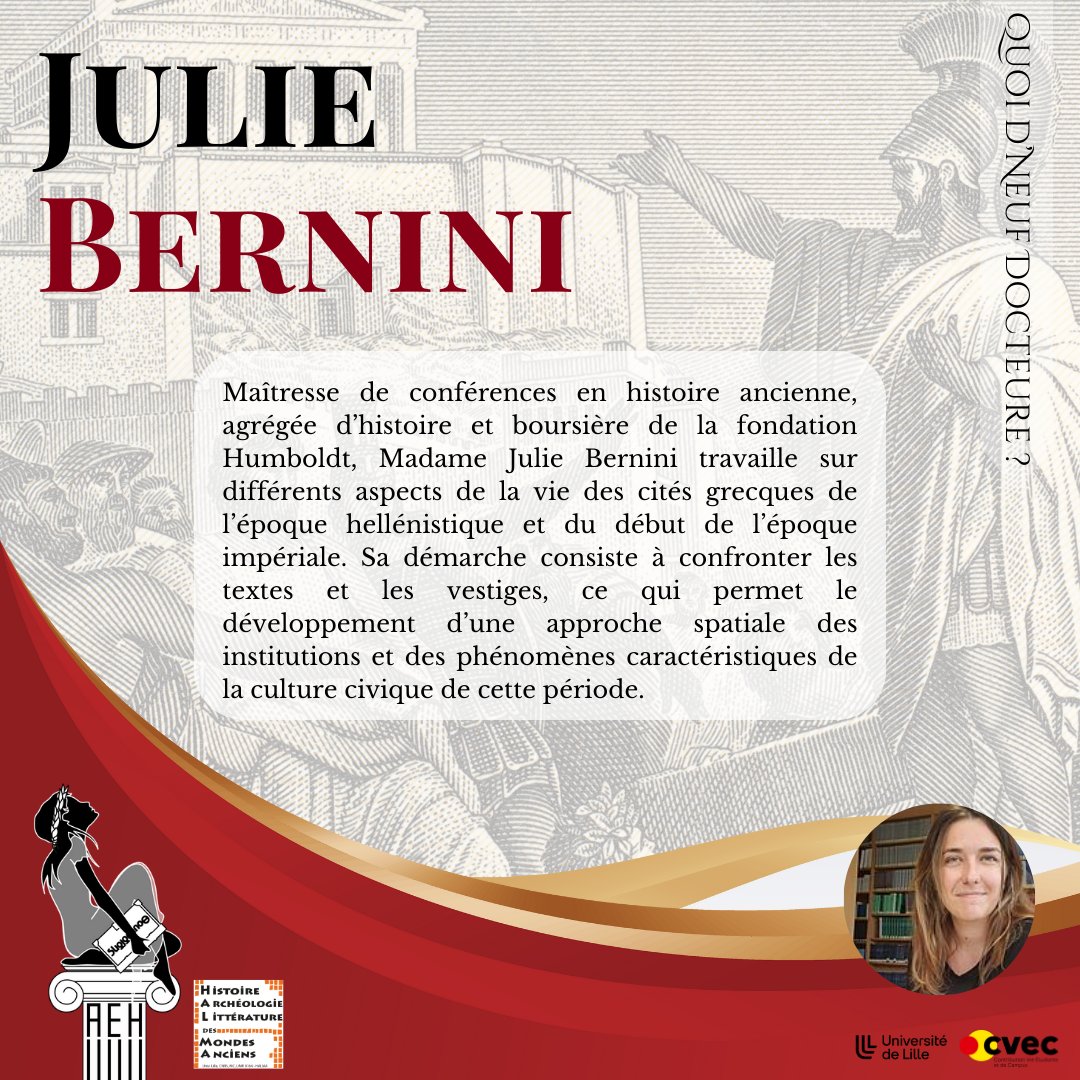 Demain en salle Froissart à 18h00 ! On vous a annoncé Bruno Dumézil mais avant cela, ne manquez pas demain la conférence de Madame Julie Bernini, MCF en #histoireantique au sein de notre Université et chercheuse au laboratoire <a href="/HALMA_ULille/">HALMA - UMR 8164</a>
