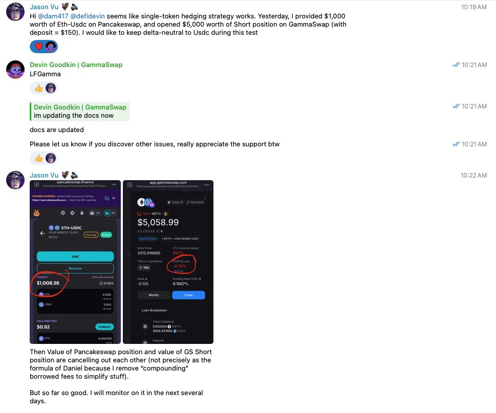 DeFi Devin | GammaSwap (@0xdefidevin) on Twitter photo Although <a href="/GammaSwapLabs/">GammaSwap π½</a> is still complex and nascent (working on automating complex hedging with yield tokens), it is great to see users executing successful hedges manually π
IL will soon be only a nightmare from the pastπ«‘
MLGA (Make LPing Great Again) Although <a href="/GammaSwapLabs/">GammaSwap π½</a> is still complex and nascent (working on automating complex hedging with yield tokens), it is great to see users executing successful hedges manually π
IL will soon be only a nightmare from the pastπ«‘
MLGA (Make LPing Great Again)