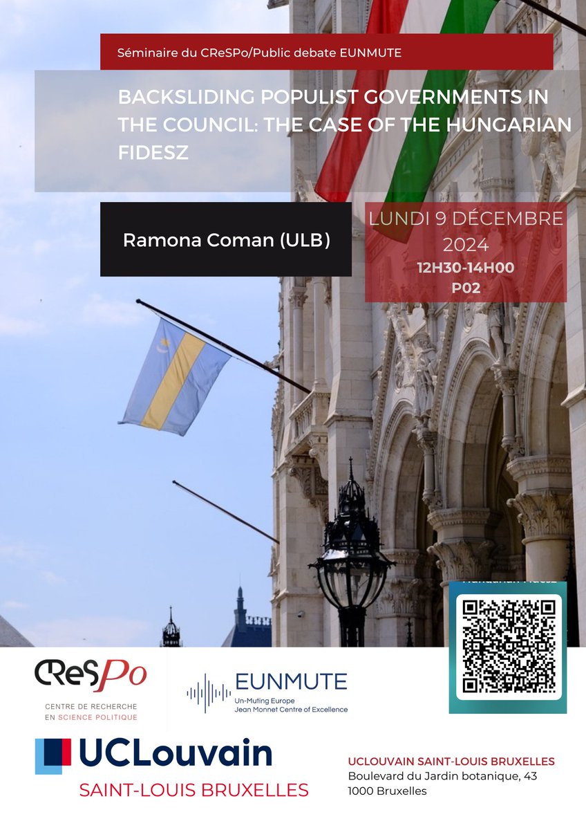 🥁[Cycle Séminaire] Backsliding Populist Governments in the Council: The Case of the Hungarian Fidesz
<a href="/amandine_orsini/">Orsini Amandine</a> @yannickvanderborght @uclouvainslbxl <a href="/CReSPo_BE/">CReSPo</a> 
📅 December 9, 2024
crespo.be/event/seminair…