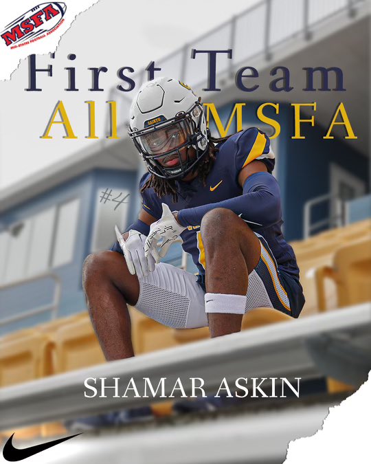 Congratulations to Shamar Askin on being named 1st Team All-Conference as a Defensive Back!

#ONE💛💙 #FearTheHalo💫