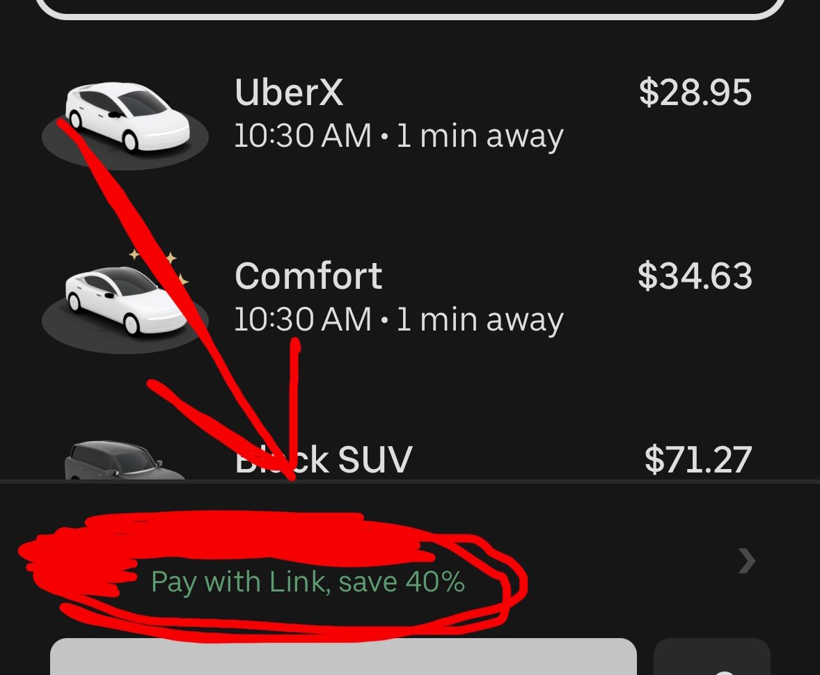 TeamCucumber777's tweet photo. 🚨Uber now gives a 40% discount if you pay with $LINK 🚨 https://t.co/iPYgxZ6TzP