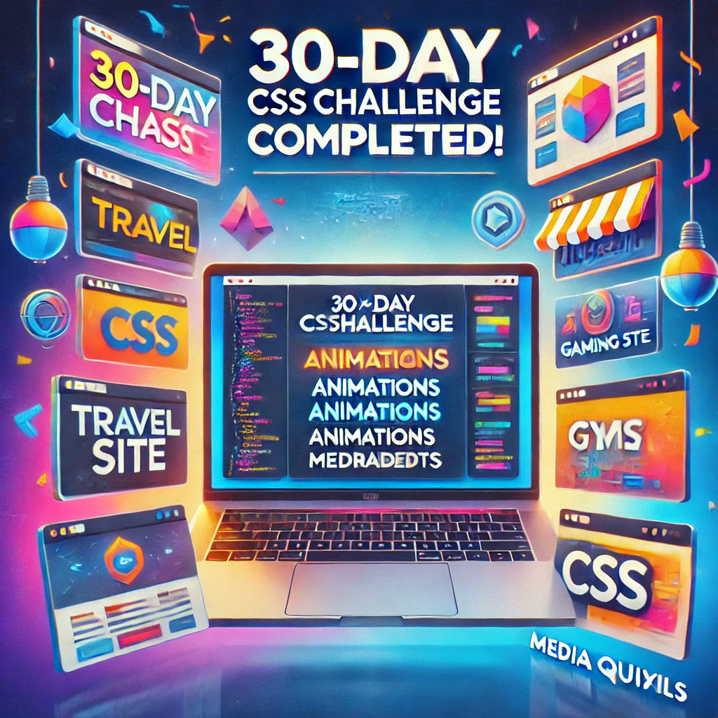 Sanket863's tweet image. 🎉 Completed the #30DaysOfCSS Challenge!
In the past month, I’ve explored:
🌀 Animations & transitions
📱 Responsive design with media queries
🎨 Gradients & advanced styling techniques
🚀 Next stop: Combining these skills with JavaScript for interactive projects!