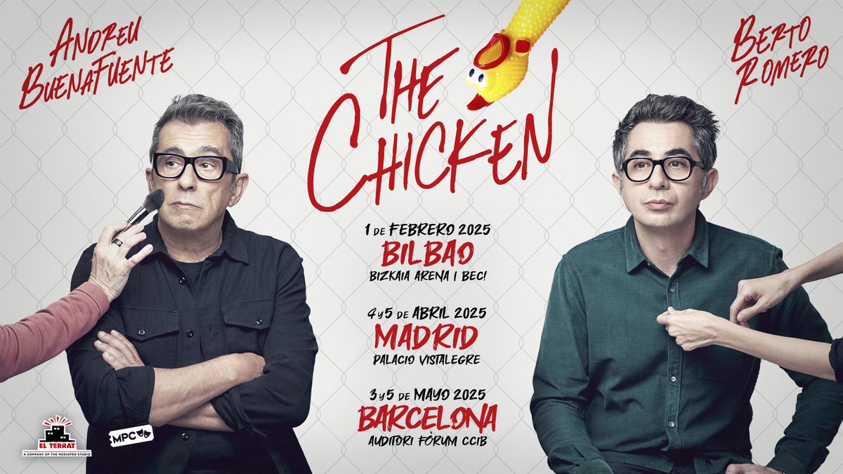 NaideSabeNada's tweet photo. ATENCIÓN, personas cárnicas!
En 2025 llega THE CHICKEN, el show que nadie pedía

A las 12:00h. (GMT+1) del miércoles 27 salen a la venta las entradas para el espectáculo basado en ‘Nadie Sabe Nada’ con 5 únicas fechas para Bilbao, Madrid y Barcelona

Vamos a montar un buen pollo! https://t.co/4IfRz6AFEx