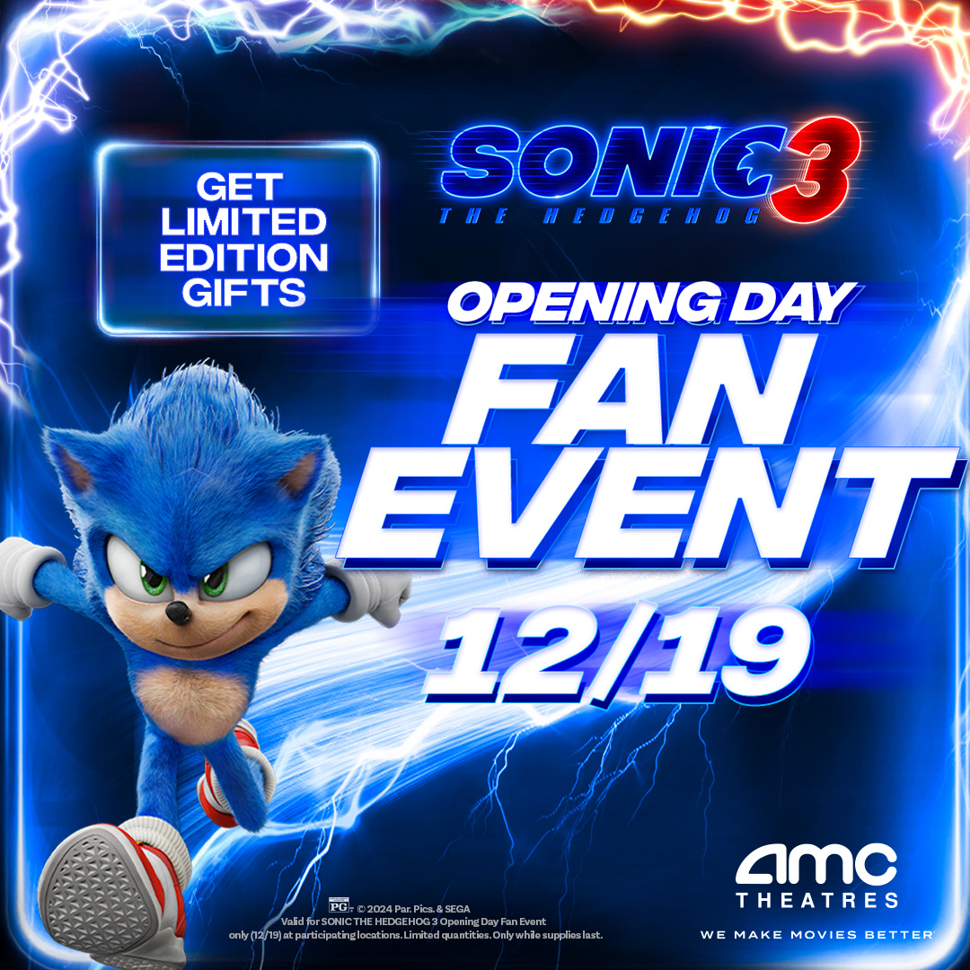 AMCTheatres's tweet photo. Amplify your excitement for the electrifying face-off between Sonic and Shadow in #SonicMovie3 with #AMCTheatres exclusives like fan events, bonuses, and more! 🦔 🌟 🌌 
https://t.co/qsy8johcMO https://t.co/JEVY7AfNle