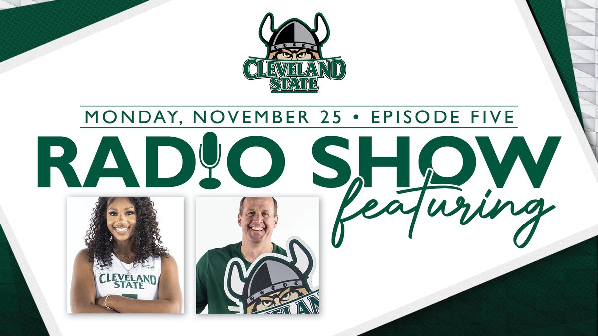 Monday means it's time for the 𝗖𝗹𝗲𝘃𝗲𝗹𝗮𝗻𝗱 𝗦𝘁𝗮𝘁𝗲 𝗪𝗼𝗺𝗲𝗻'𝘀 𝗕𝗮𝘀𝗸𝗲𝘁𝗯𝗮𝗹𝗹 𝗥𝗮𝗱𝗶𝗼 𝗦𝗵𝗼𝘄!

📍 CSU Student Center {1st Floor}
🕐 6:00-7:00 pm
🎙️ <a href="/coachkwbb/">Chris Kielsmeier</a> &amp; Kali Howard
➕ <a href="/CSU_Vball/">Cleveland State Volleyball</a> Championship Coach Chuck Voss
📻 1350 AM

#LEV3LUP | #GoVikes