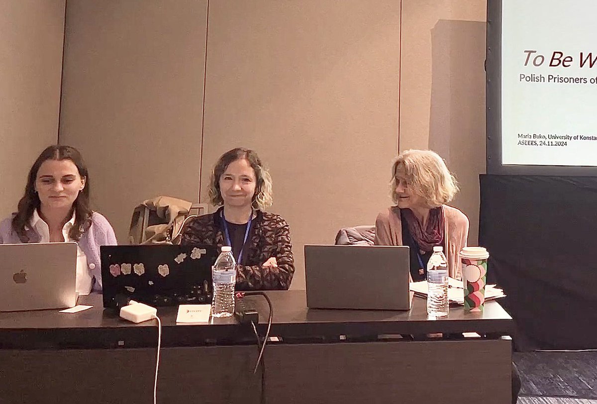 L_Lyag's tweet image. In this photo, I’m smiling, but 10 minutes later, I was almost in tears listening to a touching paper by a fellow panelist about parenthood in the Gulag. Thanks #ASEEES24 for the opportunity to connect with such wonderful specialists working on gender and the Gulag.