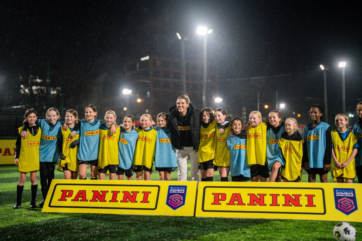 SheKicksMag's tweet photo. Ahead of Panini's new #BarclaysWSL sticker collection coming out this week (Thursday 28th November), Chelsea and England's Millie Bright OBE gave a surprise training session for Balham FC Girls! https://t.co/B9p6nU7vri