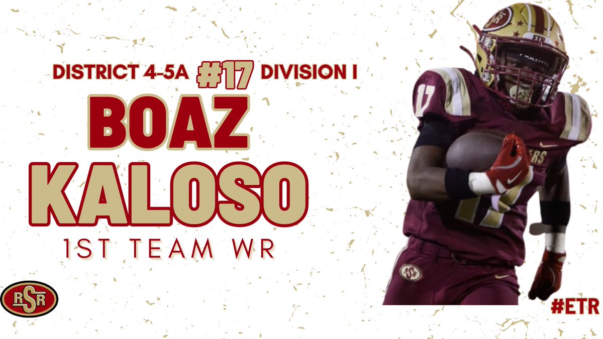 Congratulations to 1st Team All-District 4-5A Div. I WR, Boaz Kaloso!

▫️24 recs
▫️475 rec yds
▫️5 tds
▫️940 all purpose yards
▫️1 KR TD
▫️10 tackles (7 solo)

#ETR