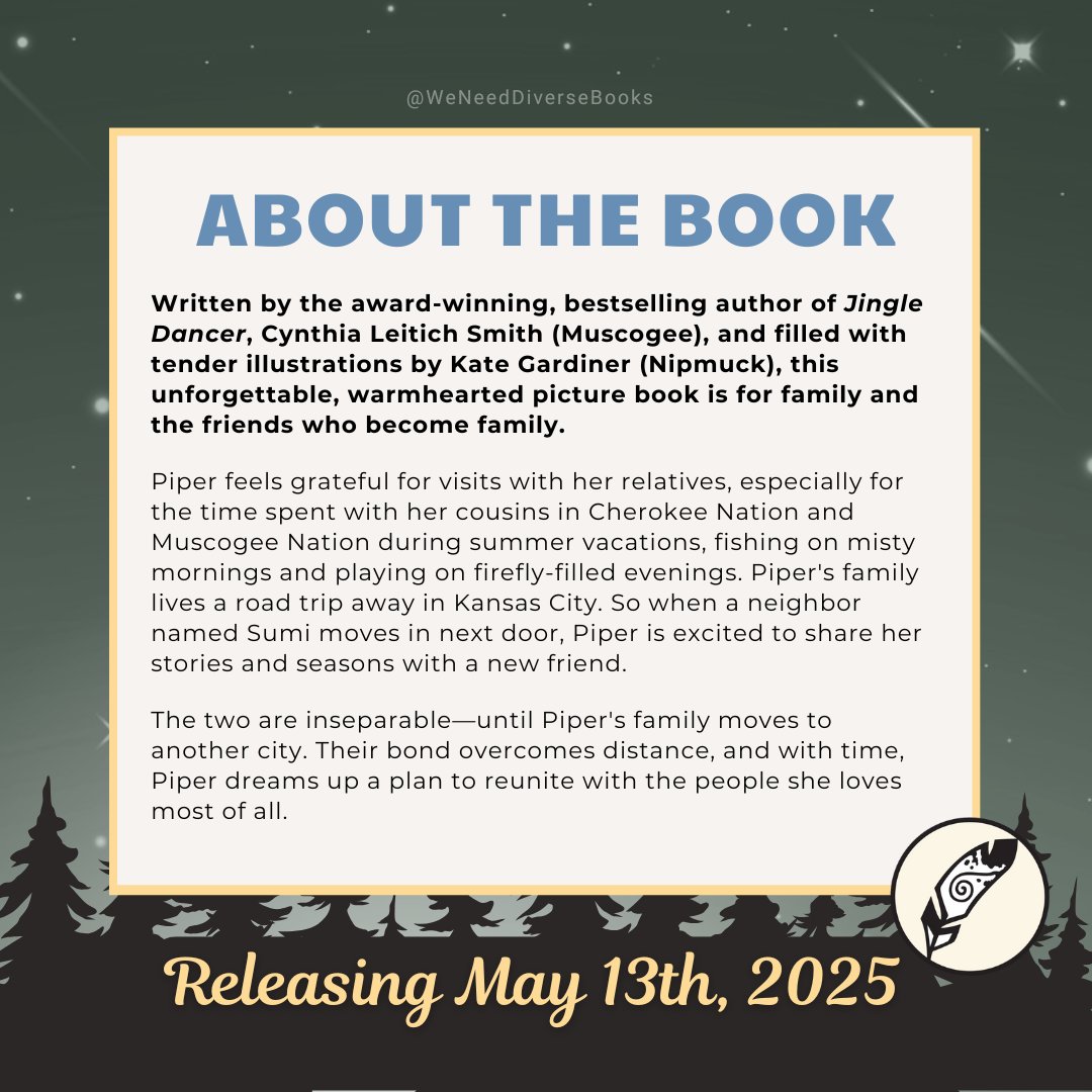 We Need Diverse Books (@diversebooks) on Twitter photo From award-winning, bestselling author, Cynthia Leitich Smith (Muscogee), and filled with tender illustrations by <a href="/kgardinerartist/">Kate Gardiner</a> (Nipmuck), this unforgettable, warmhearted picture book is for family and the friends who become family!
📖 bit.ly/4eMCjoa From award-winning, bestselling author, Cynthia Leitich Smith (Muscogee), and filled with tender illustrations by <a href="/kgardinerartist/">Kate Gardiner</a> (Nipmuck), this unforgettable, warmhearted picture book is for family and the friends who become family!
📖 bit.ly/4eMCjoa