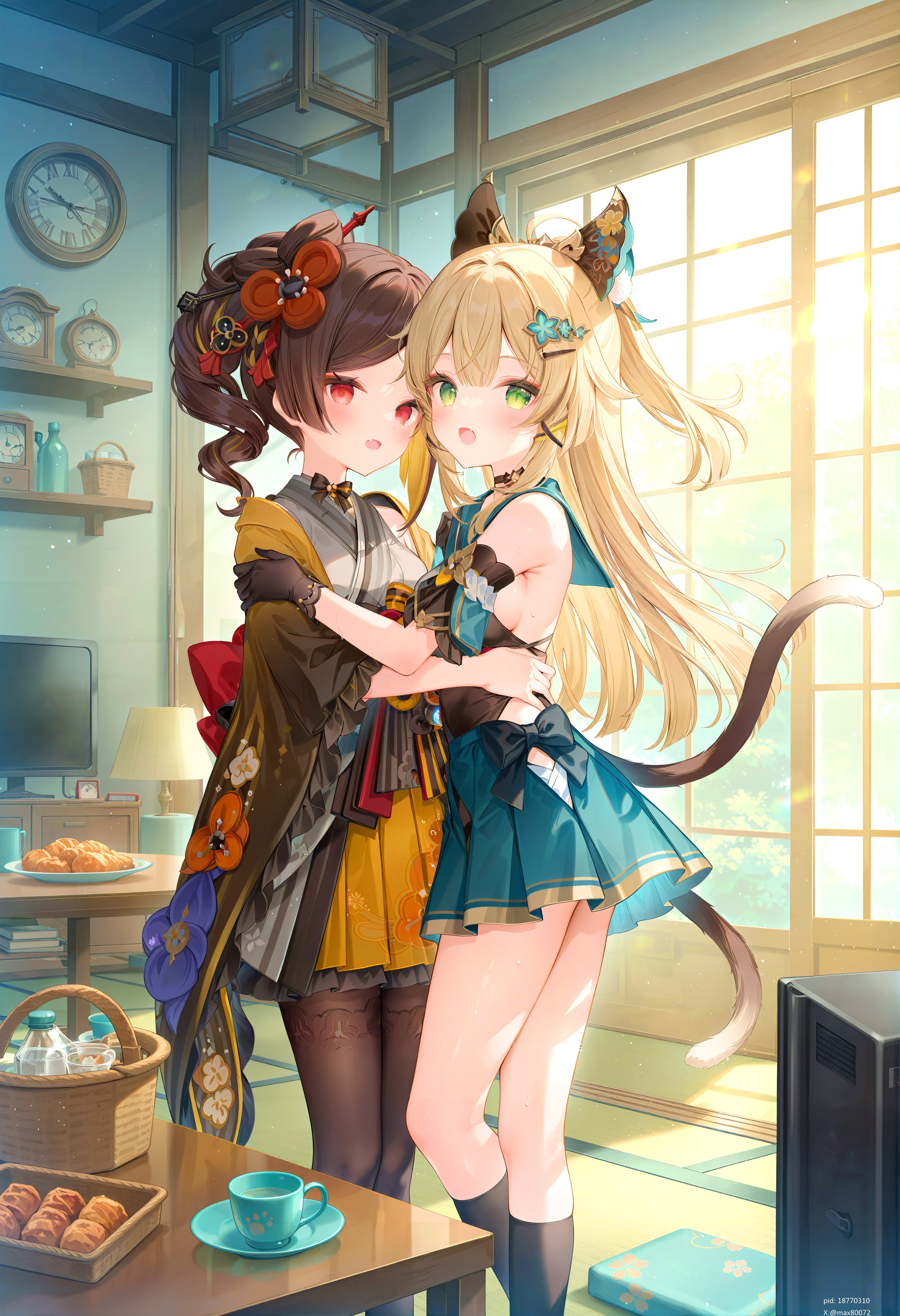 イラスト原画　見上げる表情がとても可愛らしい「猫の関心事」 7c1b9c24bd0d9527aff0c018d18a93