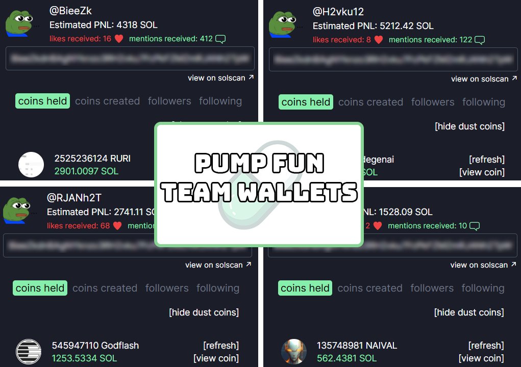 Pump Fun will be blocked soon!

I found team wallets that dump on you.

Each of these wallets has $500k PNL.

Here are the proofs &amp; wallets of the Pump Fun team👇🧵