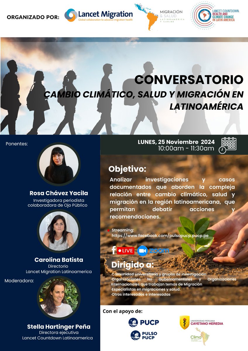 🌍💬 ¡En vivo ahora!

Únete al conversatorio Cambio Climático, Salud y Migración en Latinoamérica, organizado por <a href="/Countdown_LATAM/">Lancet Countdown Latinoamérica</a>, <a href="/MIGHCommission/">Lancet Migration: global collaboration</a>. 

¡Conéctate y participa en esta importante discusión!  

▶️web.facebook.com/pulsopucp.pucp…
