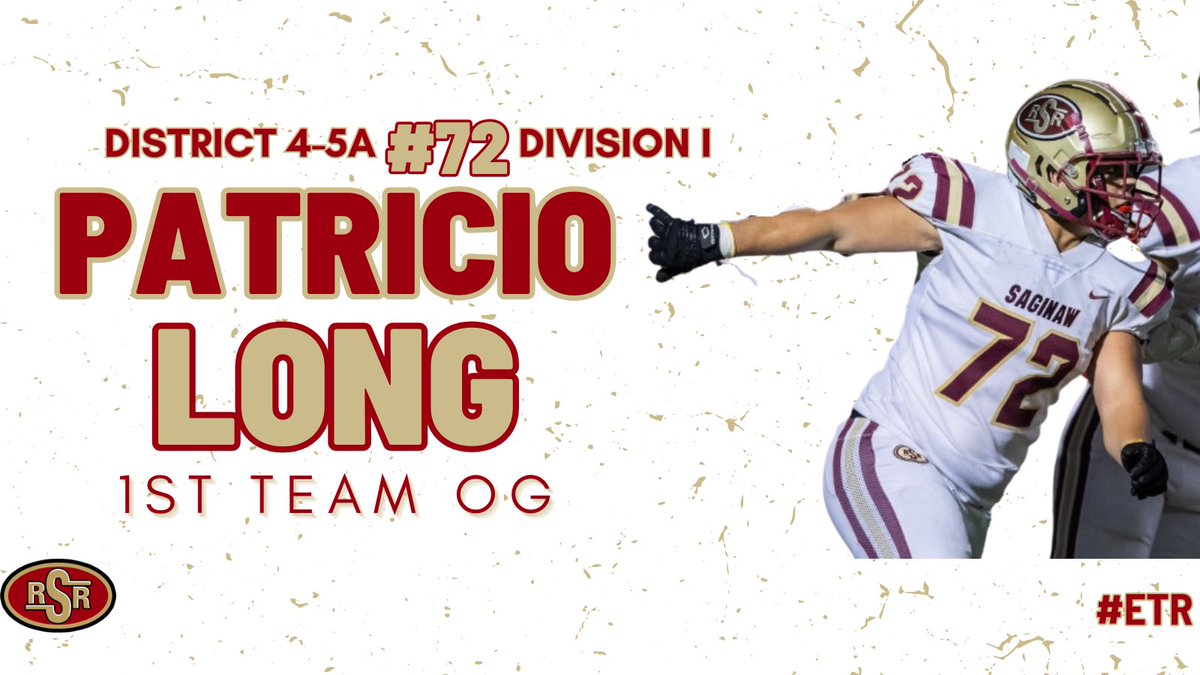 Congratulations to 1st Team All-District 4-5A Div. I OG, Patricio Long!

▫️Started all 10 games at LG

#ETR