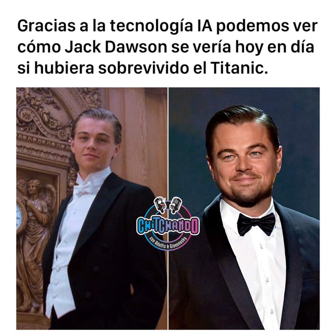 chitchando's tweet image. ¡Misterio resuelto! 
Gracias a la tecnología IA (inteligencia artificial) podemos ver cómo Jack Dawson se vería hoy en día si hubiera sobrevivido el Titanic. 

#titanic #jackdawson #leonardodicaprio #ai #ia
