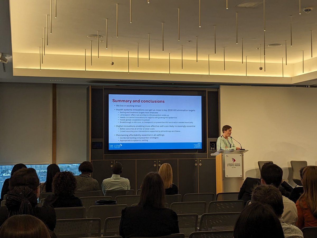 LSTM (@lstmnews) on Twitter photo <a href="/LizCorbett17/">Liz Corbett</a> "We live in exciting times!"
Professor Corbett's talk focused on the potential for health systems innovation to help us get near to the 2030 target for zero HIV.
#125Symposium <a href="/LizCorbett17/">Liz Corbett</a> "We live in exciting times!"
Professor Corbett's talk focused on the potential for health systems innovation to help us get near to the 2030 target for zero HIV.
#125Symposium