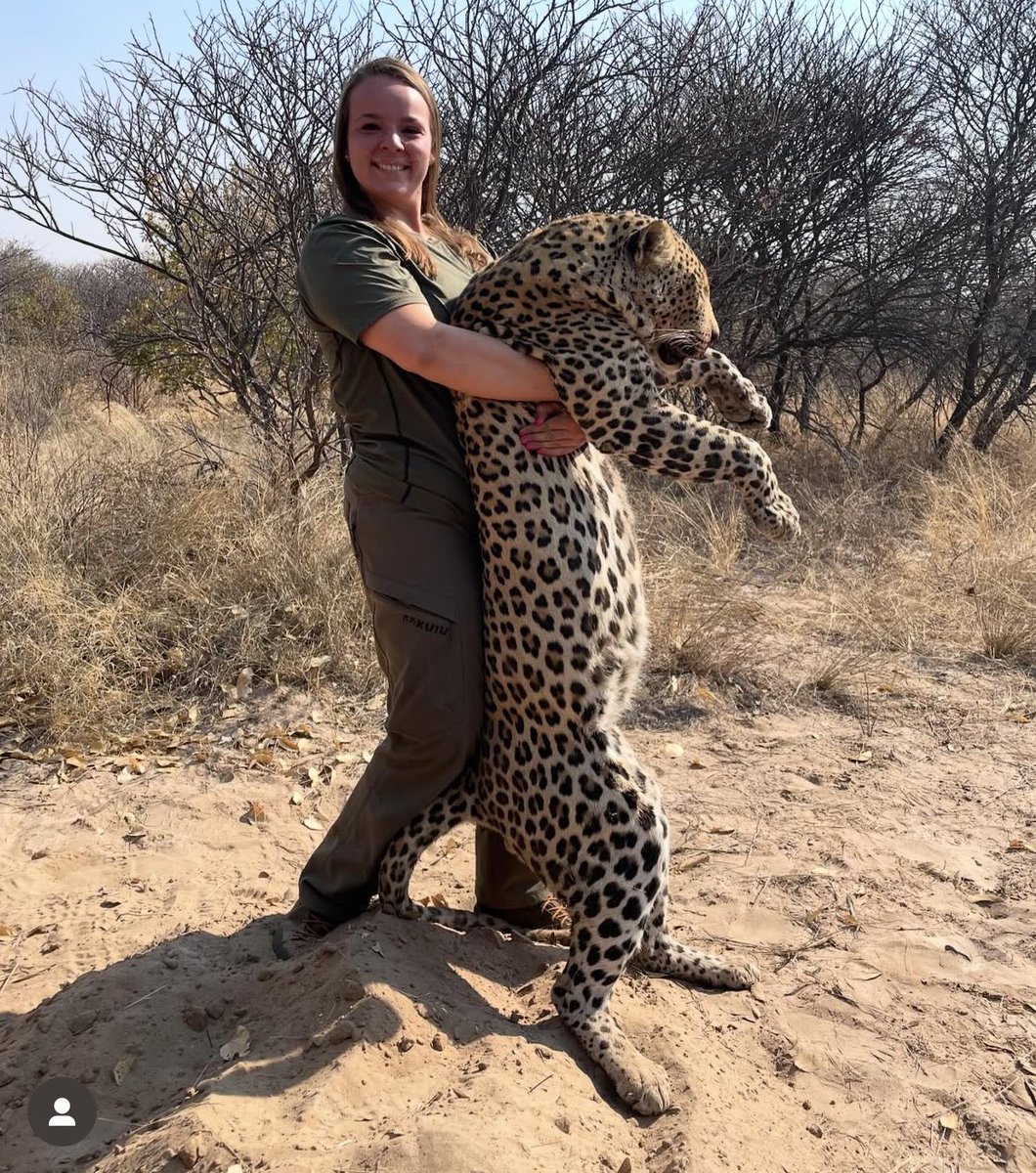 XposeTrophyHunt's tweet photo. Ashley Frederick, sales manager, Unity Printing, Pennsylvania killed this 'magnificent' leopard in Botswana. The 'thrill' made her trip 'truly special.' Seek your 'thrill' somewhere else, depraved woman. 🤬RT
#BanTrophyHunting 
@SARA2001NOOR @Angelux1111 
 @Lin11W https://t.co/DFDR4g62zS
