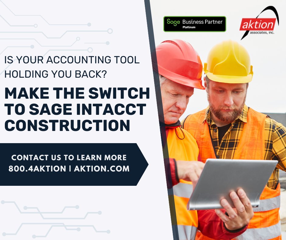 Is your accounting tool holding you back? 🚧 Contractors, upgrade to Sage Intacct Construction! 💪 Powerful, scalable, and tailored to your needs. Learn more: aktion.com/wp-content/upl…

#SageIntacctConstruction #projectmanagement  #financialmanagement  #erp