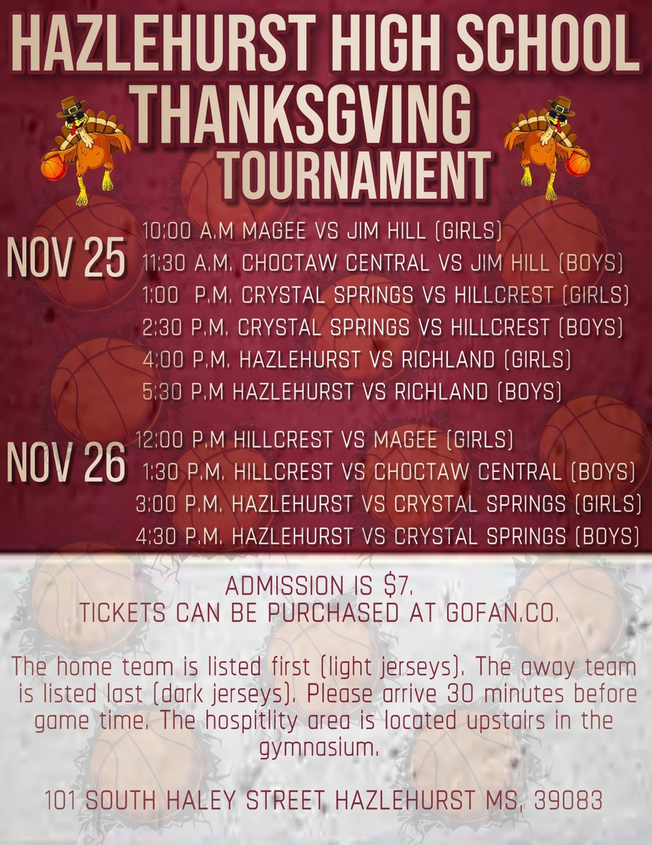 RHSRangersHoops's tweet photo. Rangers fans, join us this evening at Hazlehurst High School as we take on the Indians in their Thanksgiving Tournament! 🍂🏀 Let’s bring the energy and show them what Richland pride is all about! 
🗓️ Date: 11/25/24 📍 Location: Hazlehurst High School 🕒 Tip-Off: 5:30 PM https://t.co/T9iB1CeewQ