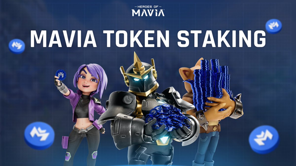 MaviaGame's tweet photo. Did someone say staking? Next week you finally can! 

Stake your $MAVIA tokens for $MAVIA APY rewards in three different pools. 

Staking is supported on both ETH and @base chains! https://t.co/uhsChaLjFa