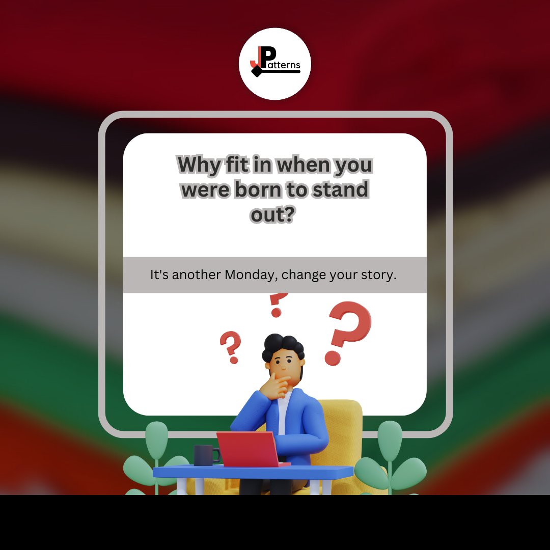 It's a beautiful new week. 

Celebrate your own qualities and have a productive week.

Cheers 🥂

#jpatterns #jpatternsstores #monday