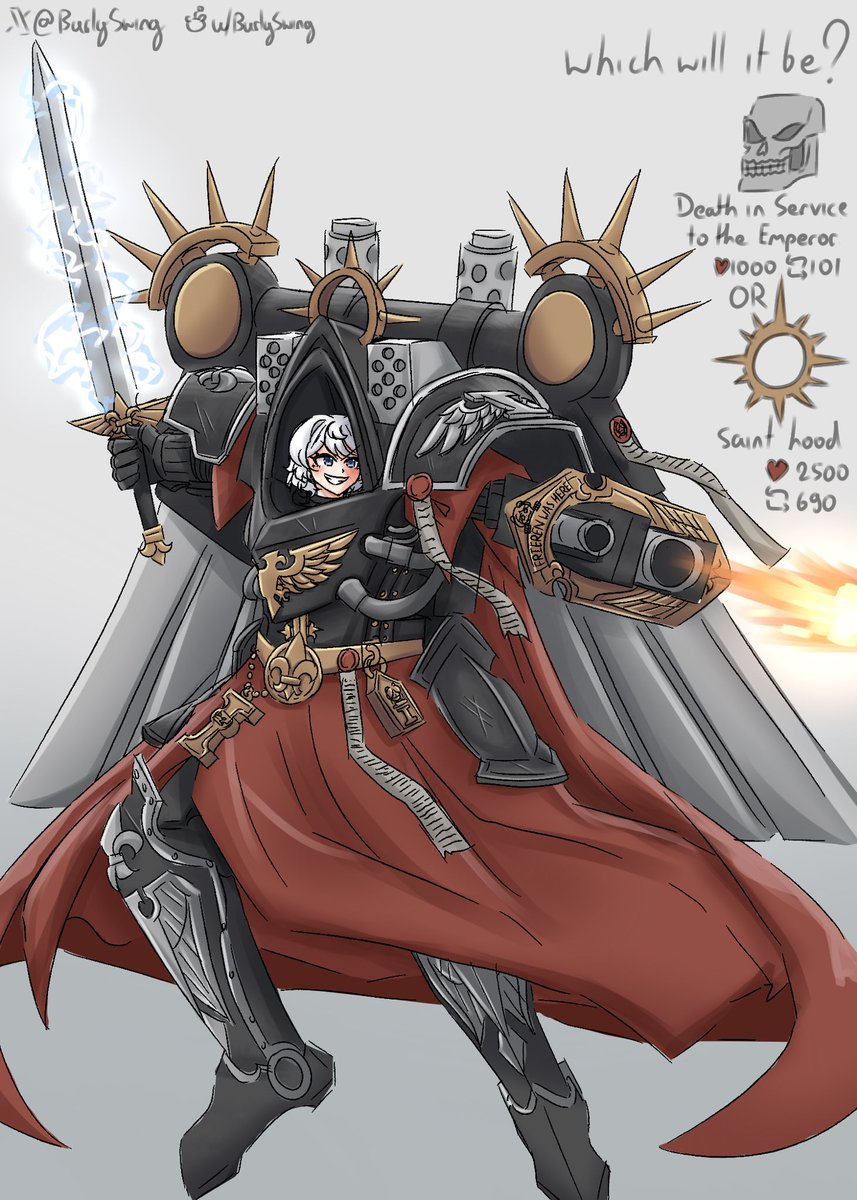 where does her arm go? who knows. is she just looking at the walls? who cares. Rule of cool all the way. next up death or sainthood
#warhammer40000 #WarhammerCommunity #WarhammerArt