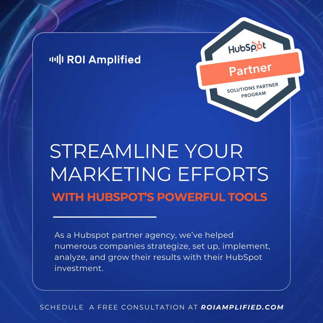 RoiAmplified's tweet image. Transform your marketing efforts with HubSpot's powerful automation tools. ROI Amplified will help you maximize leads, conversions, and ROI. Schedule a free consultation today 📊 hubs.li/Q02Zk2680
#HubSpotPartner #MarketingAutomation #DigitalMarketing #B2B #ROI #LeadGen