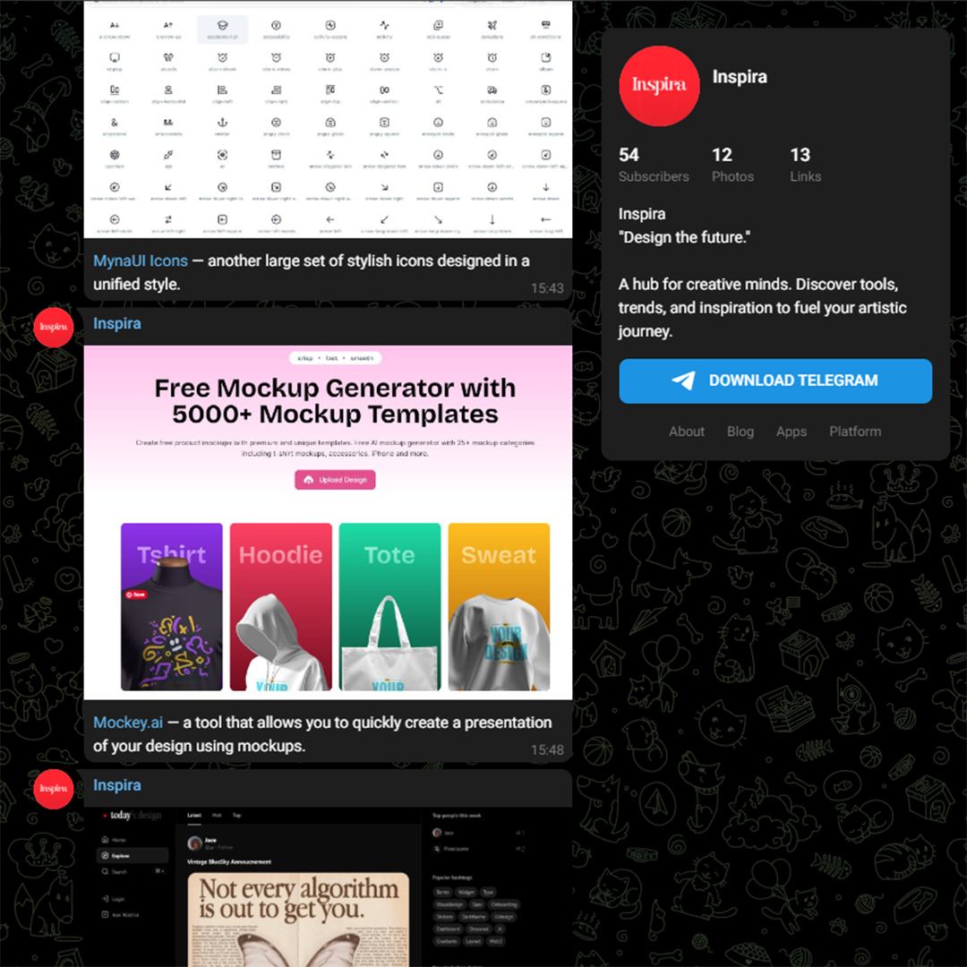 Follow, Like, and Retweet and
comment with ( inspira )

 and I'll DM you the link to Telegram channel filled with tools, inspiration, and tips for designers and creatives.

💡 Don’t miss out on the resources that can level up your design game!