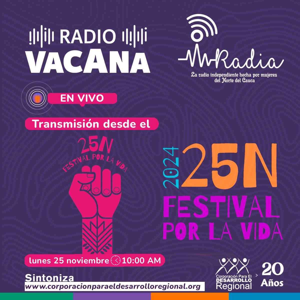 cdrcorporacion's tweet photo. #EnVivo #RadioVaCaNa e Iradia - 10a.m. Estaremos desde Santander de Quilichao en el Festival por la Vida, transmitiendo el conversatorio "Venga y hablemos, diálogos y acciones por la paz y la eliminación de las violencias". Sintoniza 👇🏻 https://t.co/gHIPsJDDWb

#OndasQueMovilizan https://t.co/I344ShZEPl