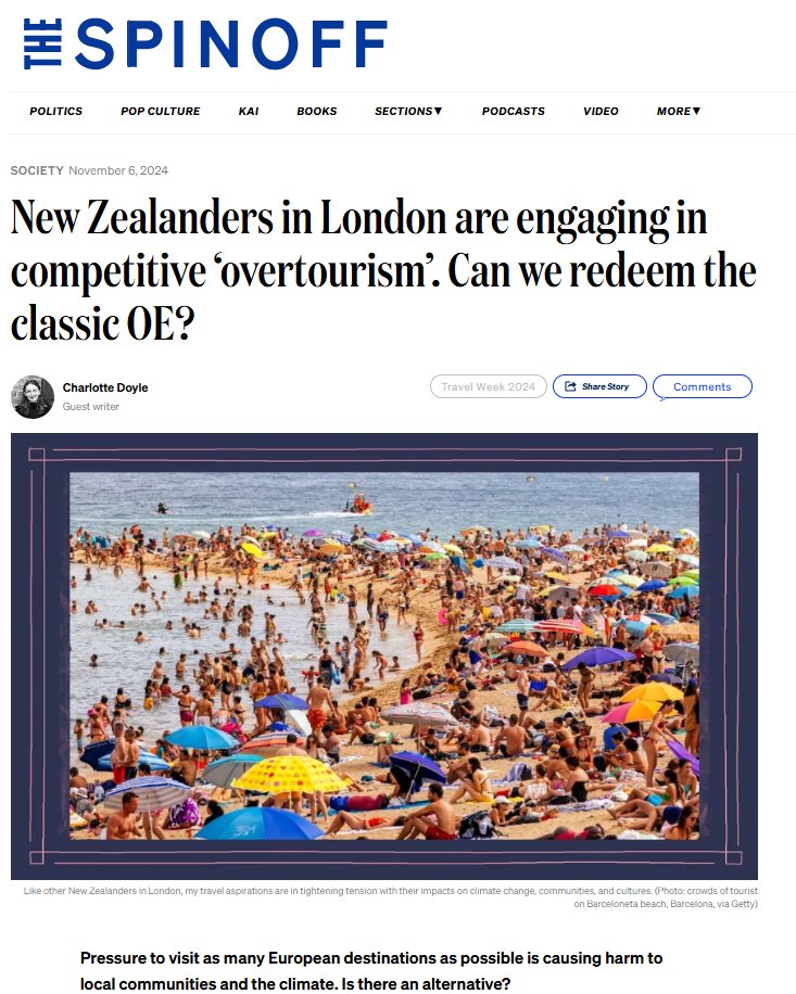GuillemCM's tweet image. Thrilled to have contributed insights to these articles:
📌Have we had enough of travel? at @GeographicalMag 👉 geographical.co.uk/culture/have-w…
📌New Zealanders in London are engaging in competitive ‘overtourism.’ Can we redeem the classic OE? at @TheSpinoffTV👉 thespinoff.co.nz/society/06-11-…