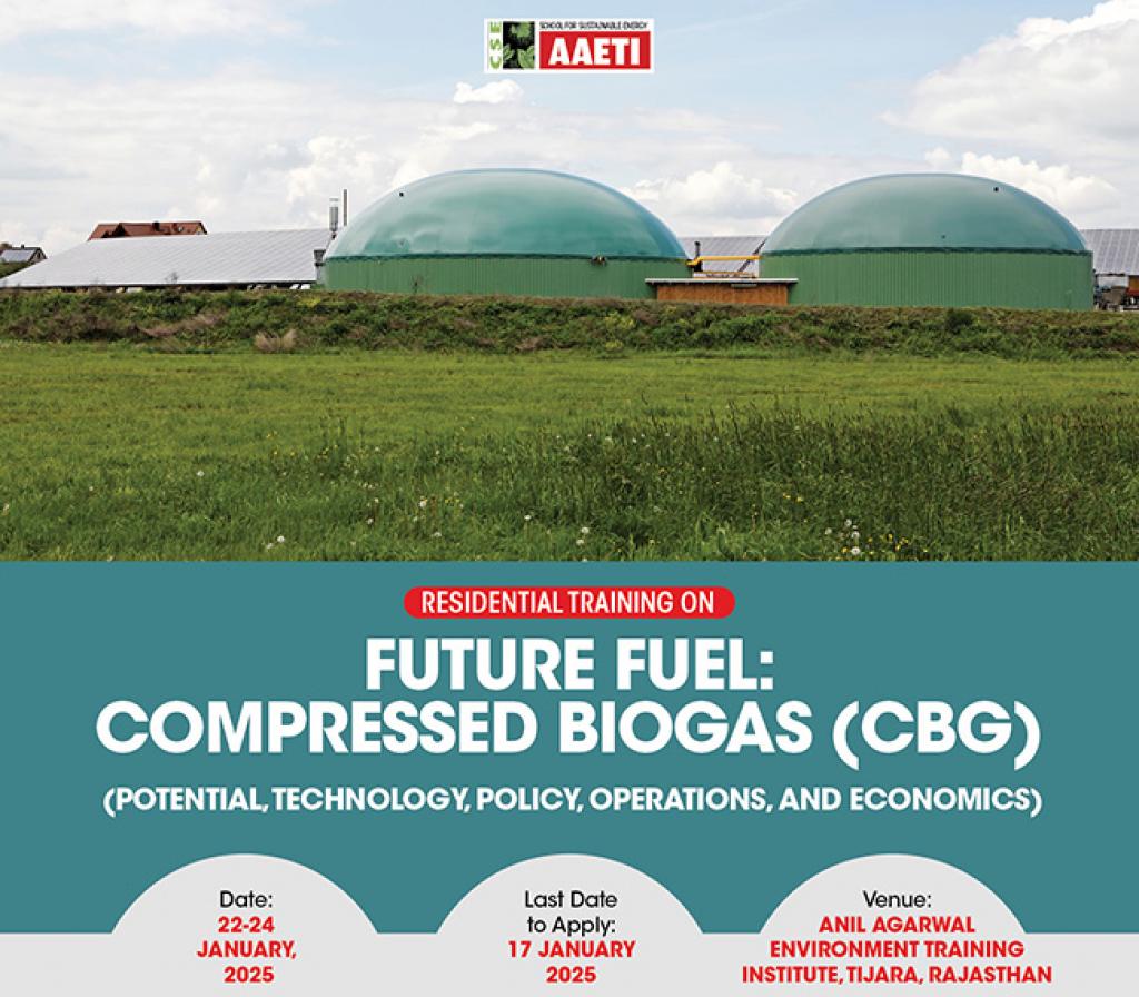 CSEINDIA's tweet photo. 💡 #TrainingAlert | Fuel Your Future with Biogas! ⛽️
Dive into the transformative world of Compressed Biogas (CBG) with CSE’s training programme. Gain insights into its potential, cutting-edge technologies, policies, operations, and economic impact.
📅 Dates: Jan 22-24, 2025
🔗 Register now:
https://t.co/tzafUDNt1G