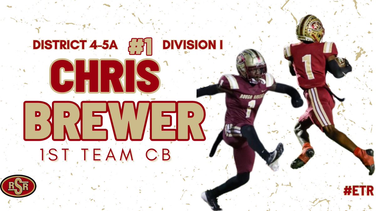 Congratulations to 1st Team All-District 4-5A Div. I CB, Chris Brewer!

▫️46 tackles (30 solo)
▫️1 TFL
▫️5 ints
▫️12 PBUs
▫️2 Def TDs

#ETR