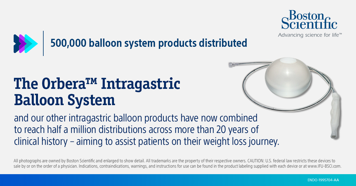 bsc_endoscopy's tweet photo. Our intragastric balloon products, including the Orberaβ’ Intragastric Balloon System, have been distributed 500,000 times worldwide! #Orbera is a straightforward, reversible endoscopic weight loss option that can help start patients on their weight loss journey. #Endobariatrics